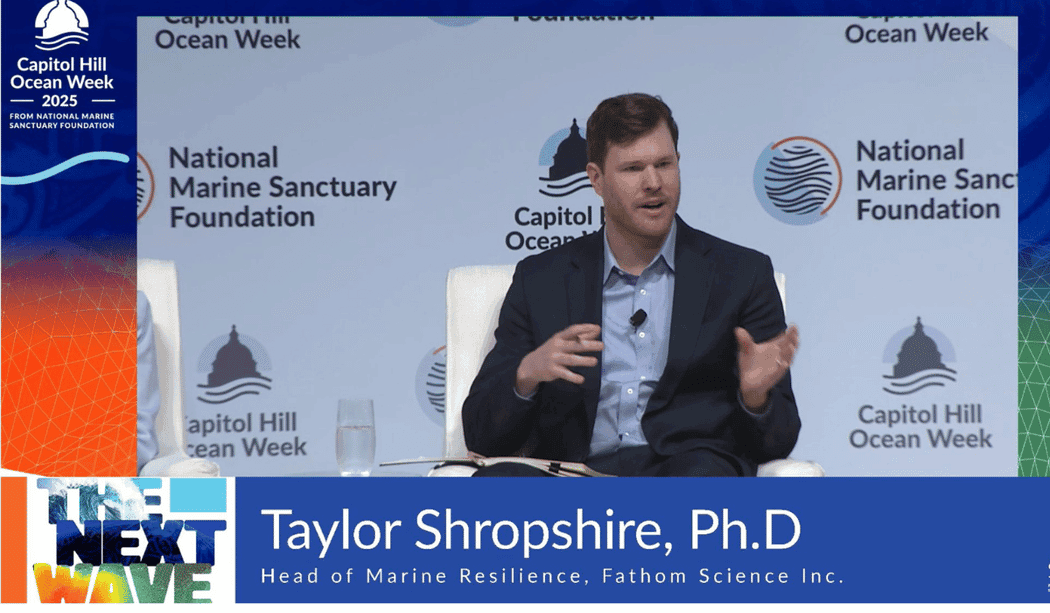 Taylor Shropshire, Ph.D., speaking on a panel at Capitol Hill Ocean Week 2025